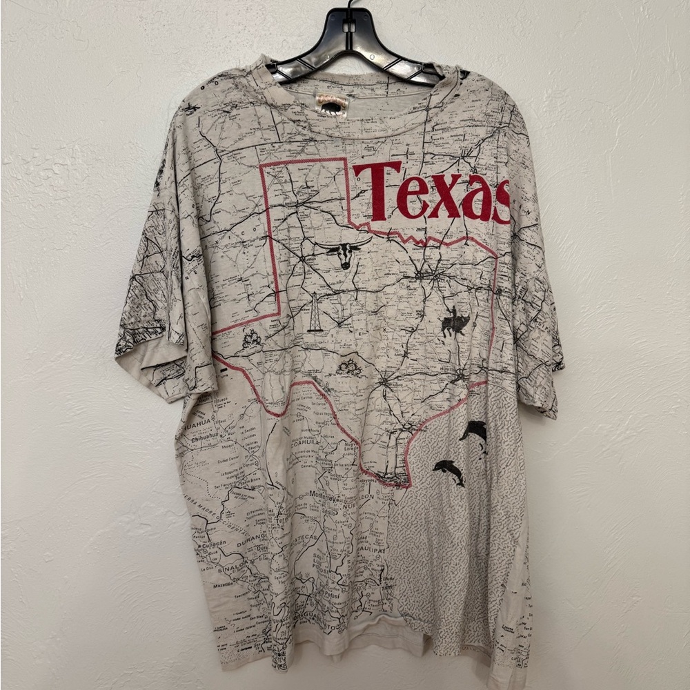 Vintage Ripped Texas Roadmap T-shirt